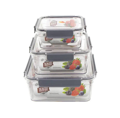 3pcs Refrigerator Storage Box with Airtight Seal Lids / Portable Lunch Box set with cutlery