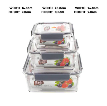 3pcs Refrigerator Storage Box with Airtight Seal Lids / Portable Lunch Box set with cutlery