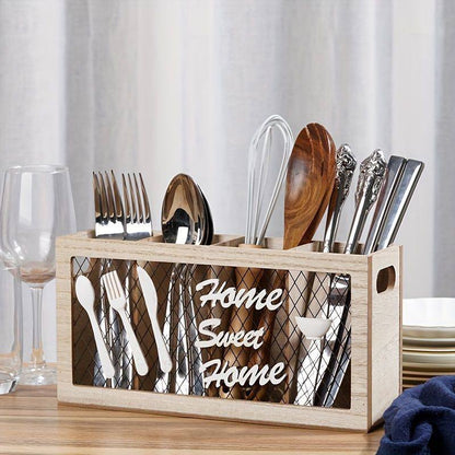 Wooden Kitchen Utensils Holder Cutlery