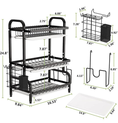 3 tier dish rack with cutlery holder & Chop Board Holder