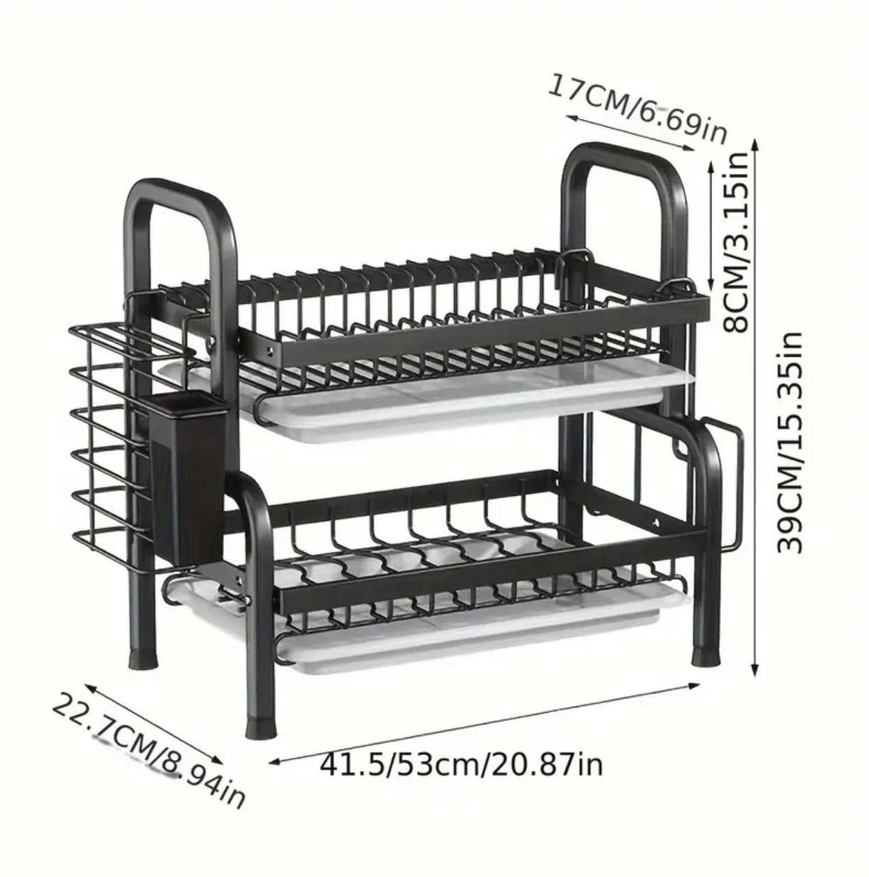 2 tier dish rack with cutlery holder & Chop Board Holder