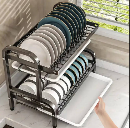 2 tier dish rack with cutlery holder & Chop Board Holder