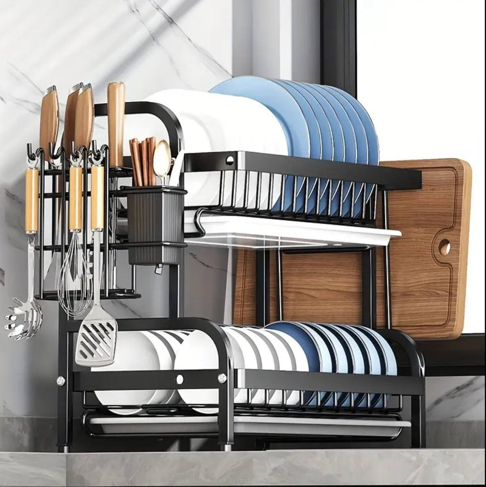 2 tier dish rack with cutlery holder & Chop Board Holder – Luxury Homes ...