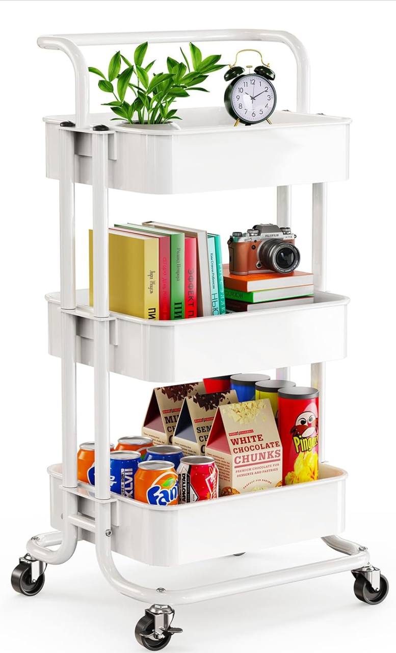 Multi-functional movable trolley storage rack( full metallic)