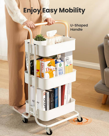 Multi-functional movable trolley storage rack( full metallic)