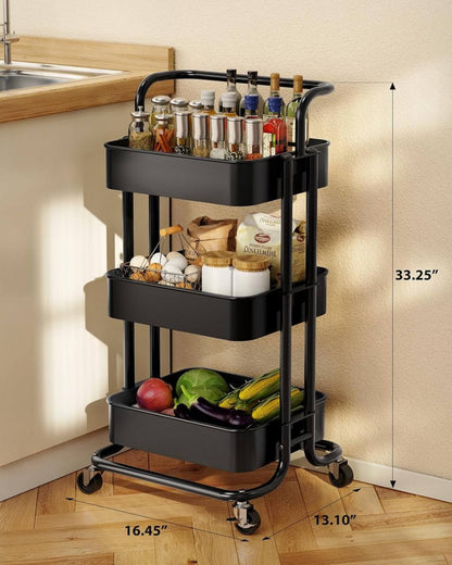 Multi-functional movable trolley storage rack( full metallic