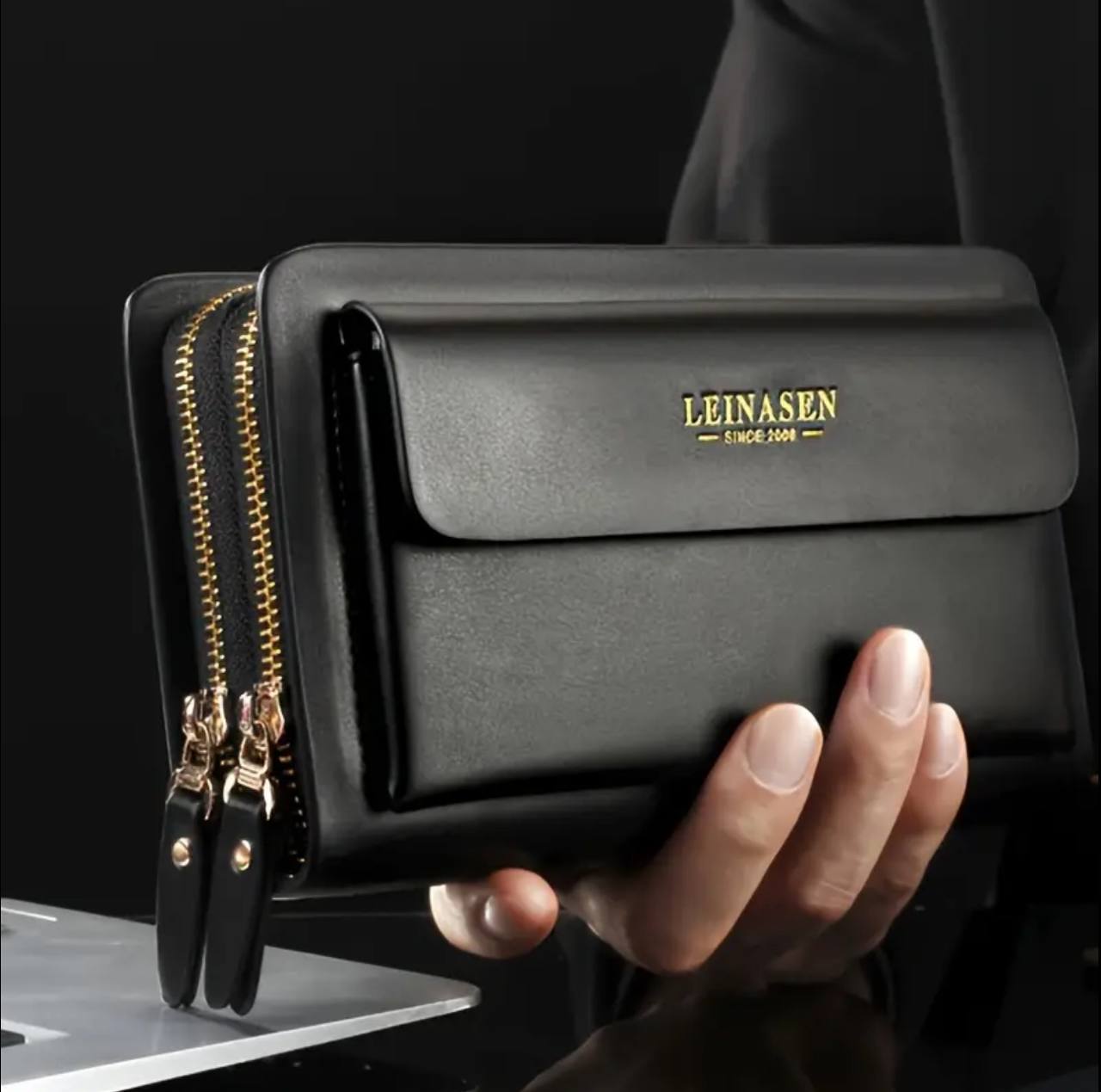 Men's Sleek Faux Leather Clutch