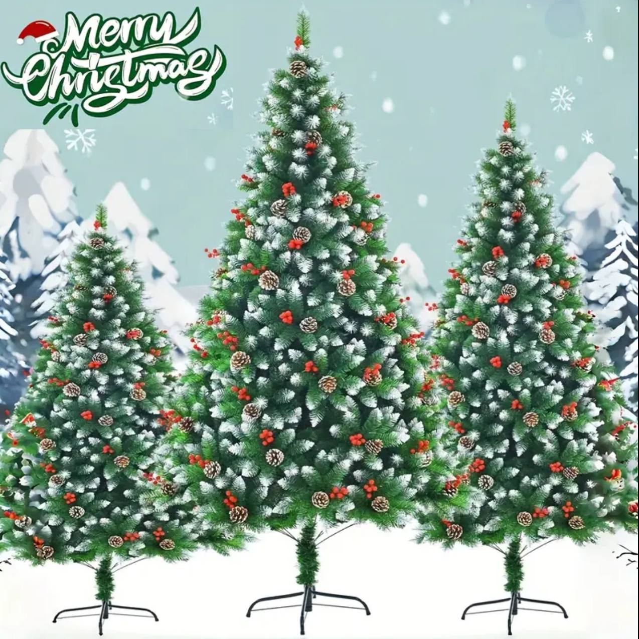 FROSTED CHRISTMAS TREES WITH CONES AND BERRIES
high quality with 2000 leaves