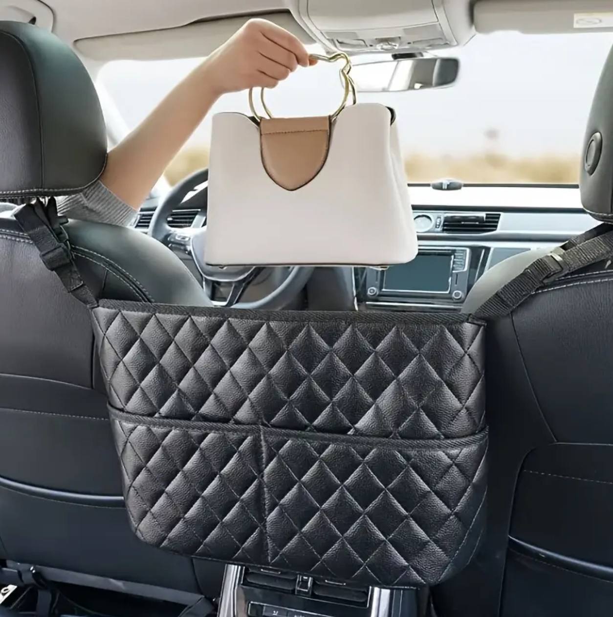 High quality PU leather car in between seat organizer