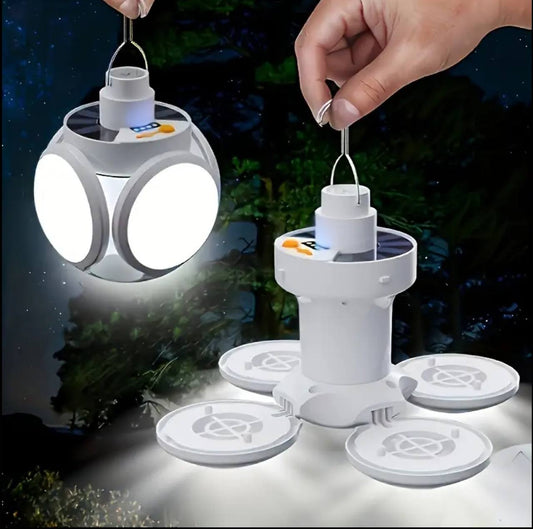 5 modes ~ 5 bulb ~ 90⁰ folding ball shape ~ DC rechargeable / Solar emergency charging lamp