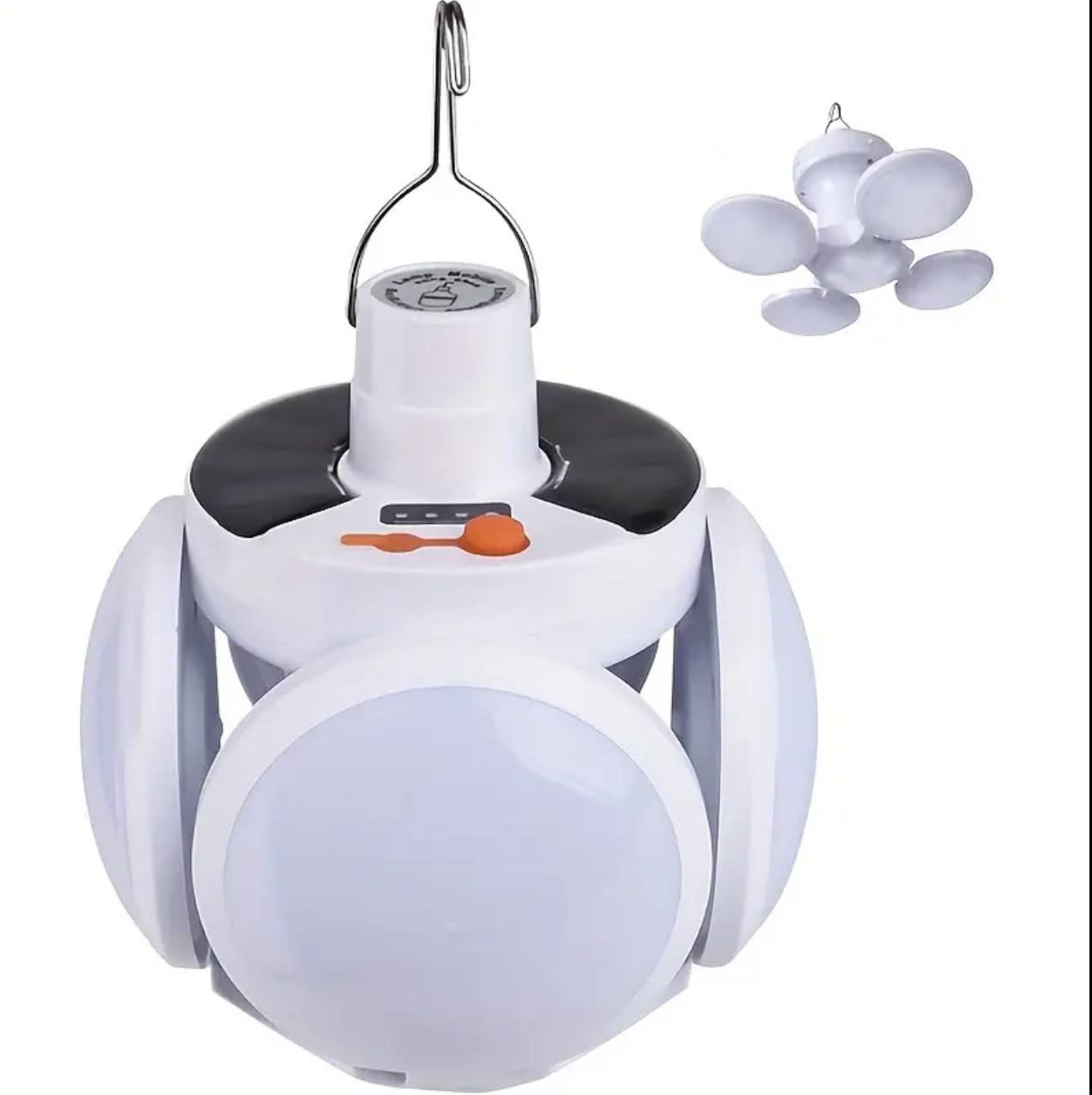 5 modes ~ 5 bulb ~ 90⁰ folding ball shape ~ DC rechargeable / Solar emergency charging lamp