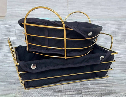 Gold frame black cloth /silver frame white cloth storage bread basket