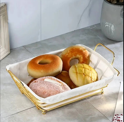 Gold frame black cloth /silver frame white cloth storage bread basket