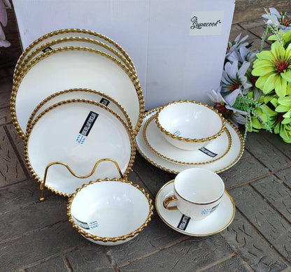 30pcs Nordic classy dinner set with gold rim