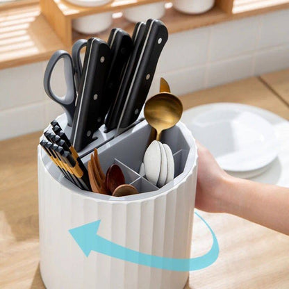 Multifunctional rotatable cutlery organizer