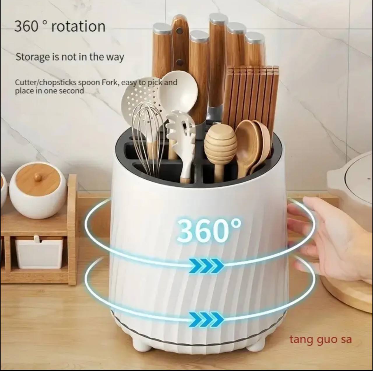 Multifunctional rotatable cutlery organizer