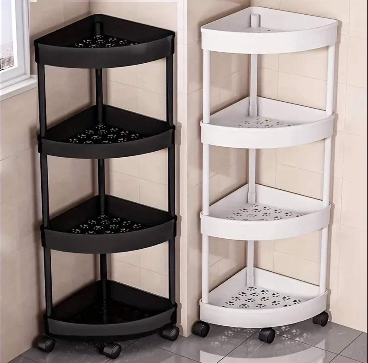 Detachable 88cm high 4 layer corner storage trolley rack