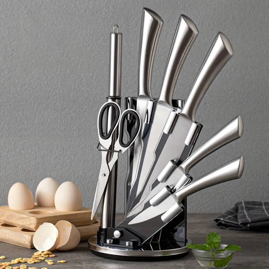 Stainless steel chef's knives.
8pcs set