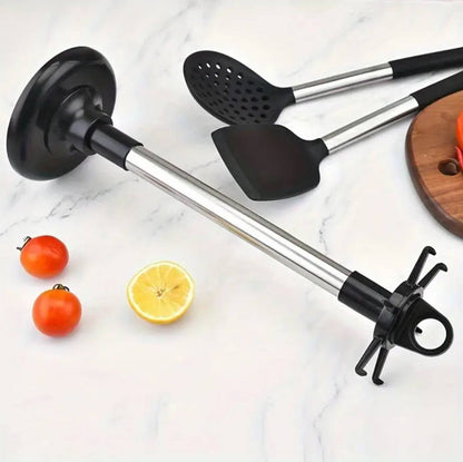 7-Piece Grey Silicone Kitchen Utensil Set.