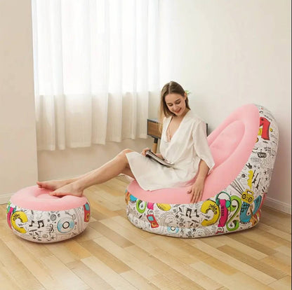 Inflatable Deluxe Lounge Seat / Inflatable seat with Foot rest & Free Pump (2pcs Sets)