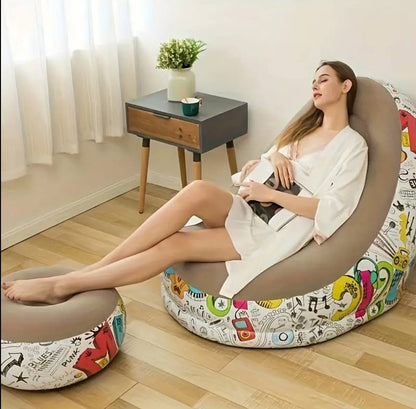 Inflatable Deluxe Lounge Seat / Inflatable seat with Foot rest & Free Pump (2pcs Sets)