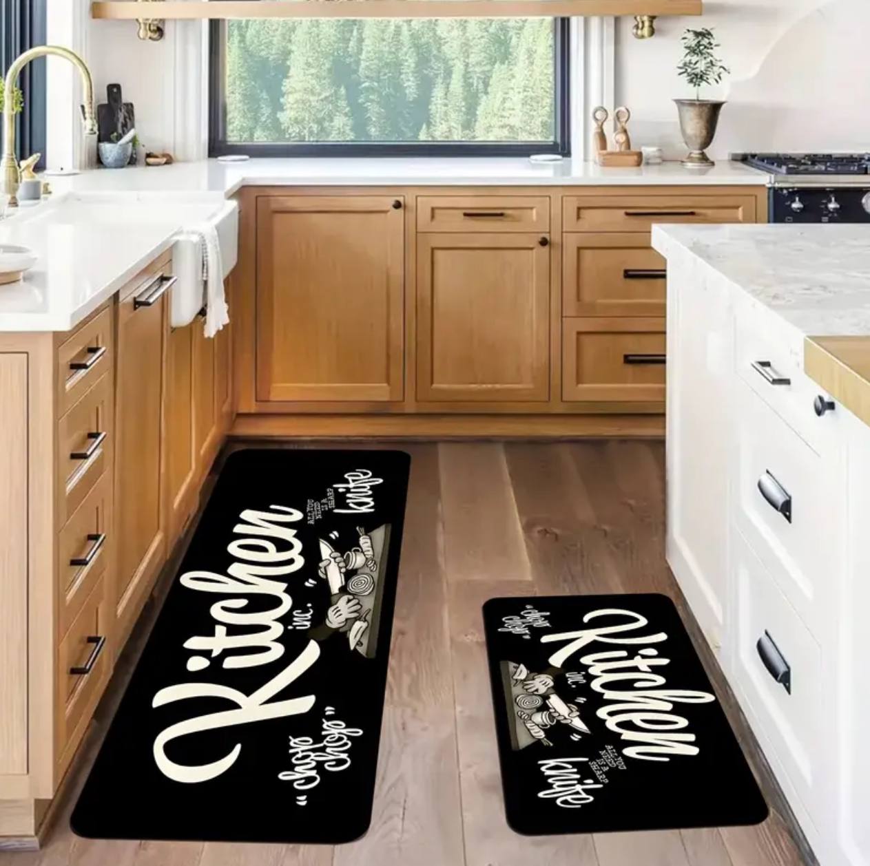 2pcs kitchen mats with rubber super non-slip underside