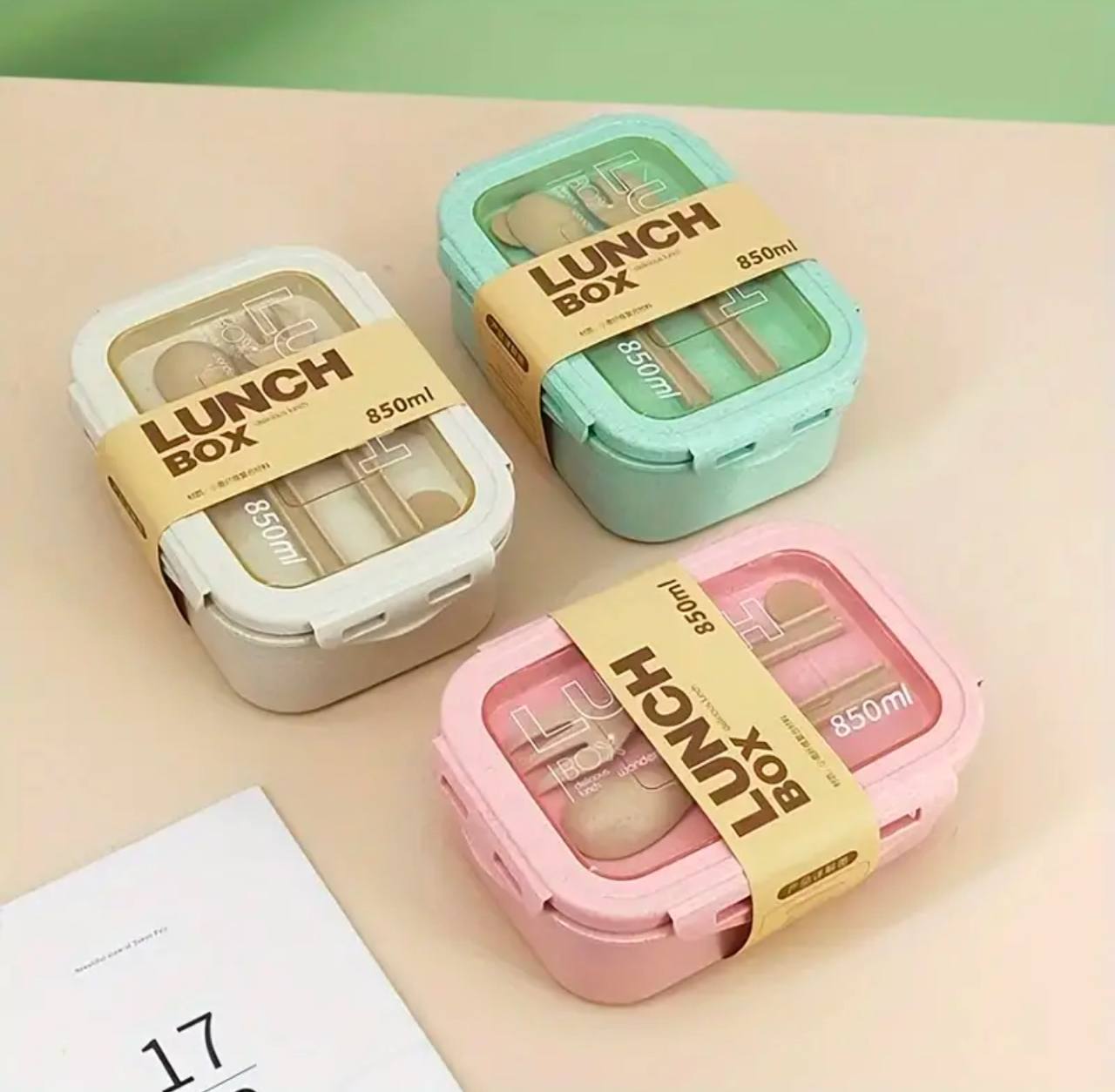 BENTO LUNCH BOX WITH 2 COMPARTMENT AND SPOONS