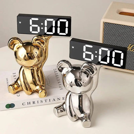 Modern Bear Figurine Smart Clock Money Bank