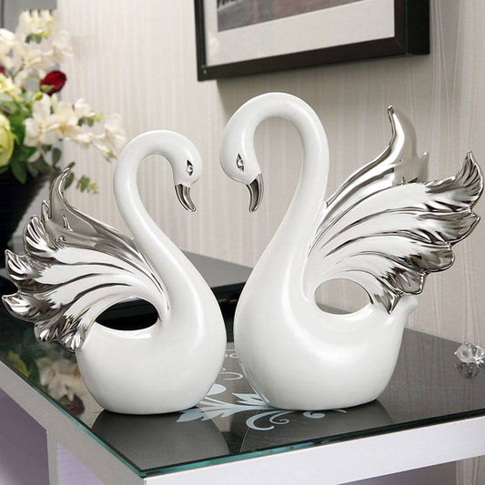 Nordic ceramic swan ornament 2 pcs