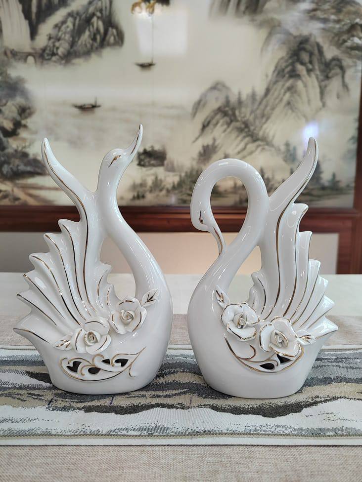 Nordic ceramic swan ornament 2pcs