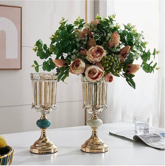 Luxury metal glass vases European style