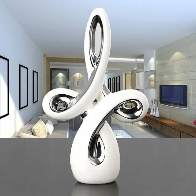 Nordic Modern Hotel Home Decoration Creative Design Artwork Silver-plated Ceramic Living Room Ornaments