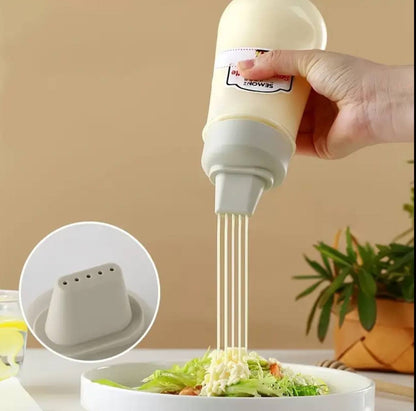 350ML Sauce Squeeze Bottle Five Hole Plastic Ketchup Bottle Sauce Honey Dispenser Container Kitchen Condiment Olive Oil Bottles