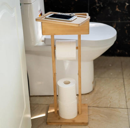 Bamboo wood toilet paper holder