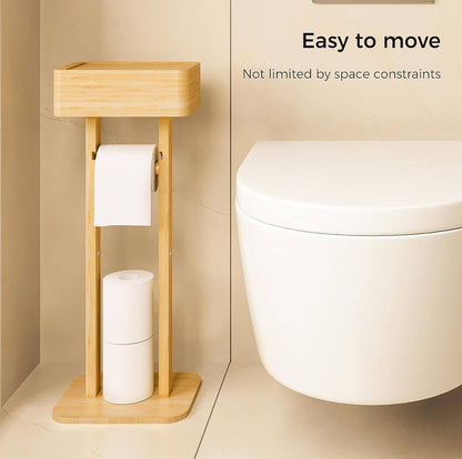 Bamboo wood toilet paper holder