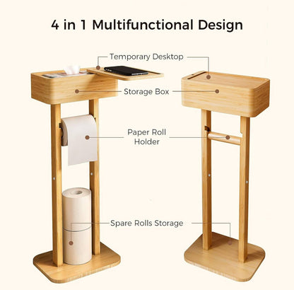 Bamboo wood toilet paper holder