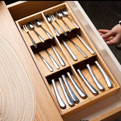 6Slot Bamboo Cutlery Organizer