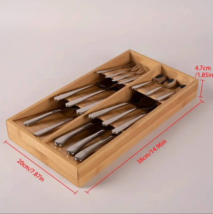 6Slot Bamboo Cutlery Organizer