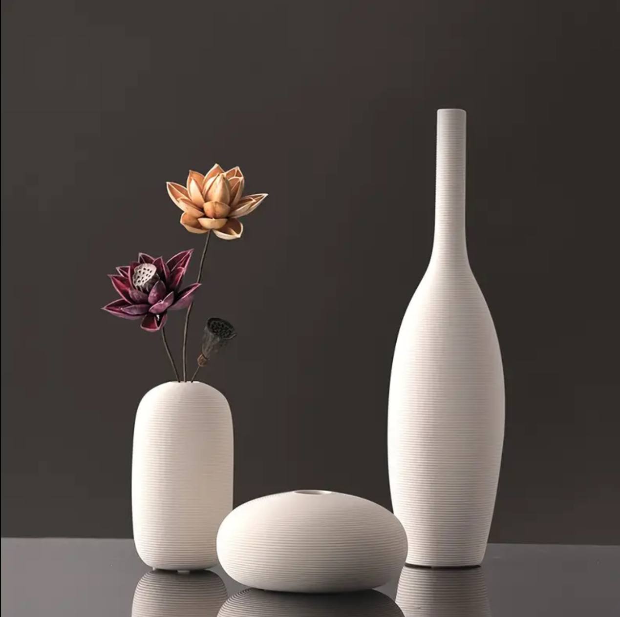 Modern ceramic 3 in 1 modern home decor  vase set