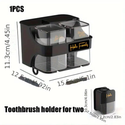 Toothbrush holder /Toothpaste dispenser with 2 cups