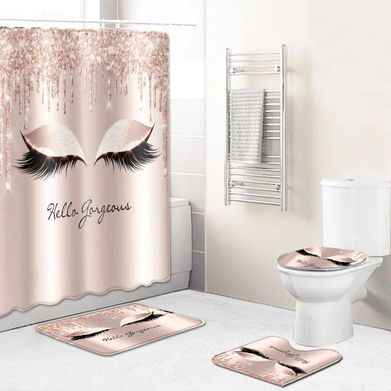 4 pcs set bathroom shower curtain set