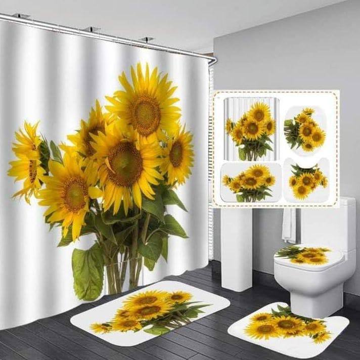 4 pcs set bathroom shower curtain set