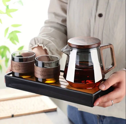 Diamond shaped heat resistant glass tea infuser Pot