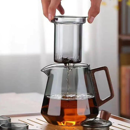 Diamond shaped heat resistant glass tea infuser Pot