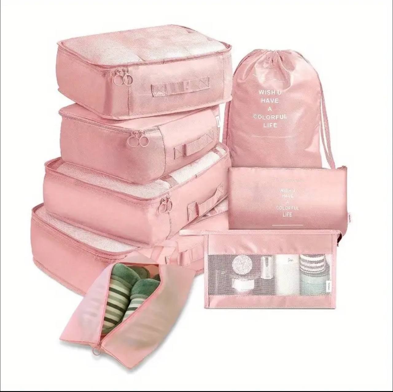 8pcs Luggage Travel Organizers For Suitcase With Toiletry Case