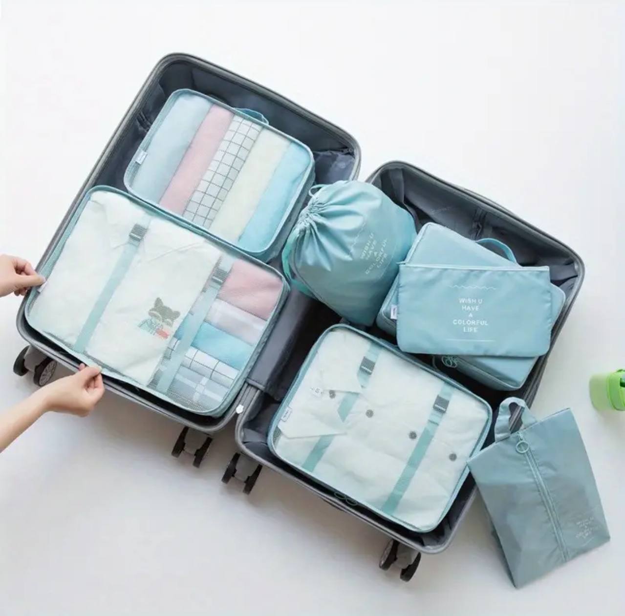 8pcs Luggage Travel Organizers For Suitcase With Toiletry Case