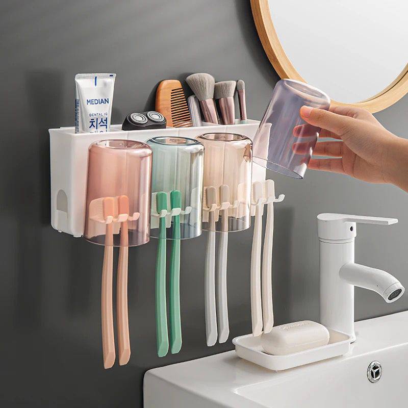 Wall mounted tooth brush holder