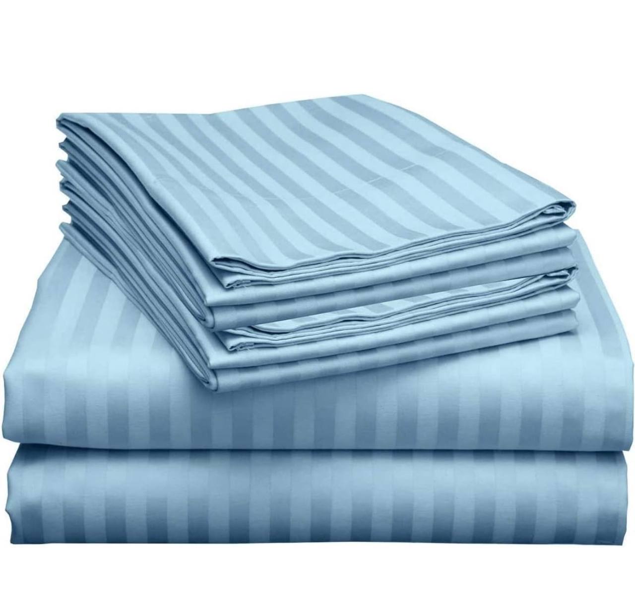 6 by 7 striped cotton bedsheets with two pillowcases