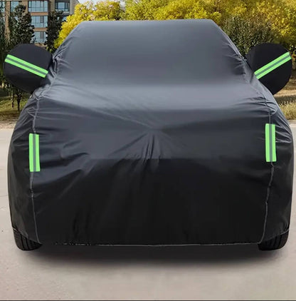 High Quality Universal BLACK Car Cover with fleece on the inside part & Has Reflector on the sides