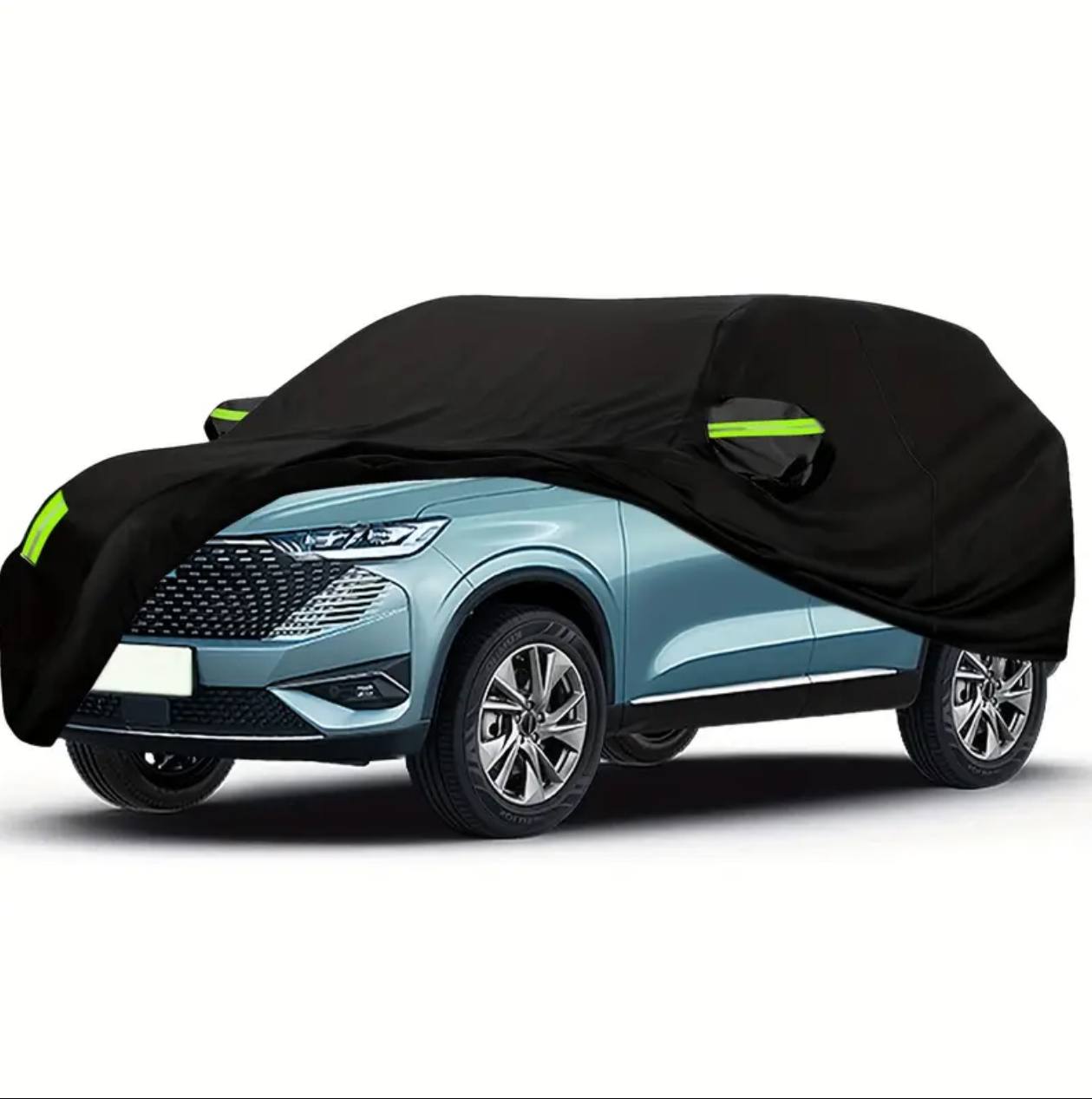 High Quality Universal BLACK Car Cover with fleece on the inside part & Has Reflector on the sides